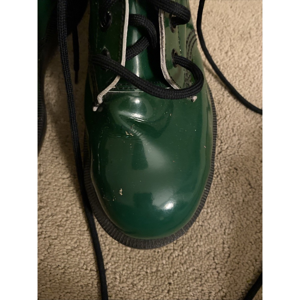 VINTAGE 1990'S SHINY GREEN DR. MARTENS AIRWAIR BOUNCING SOLES SIZE 4 - Picture 3 of 16